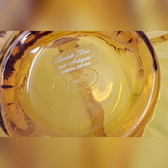 Fenton Amber Glass Thumbprint Basket With Ruffled Edge - Picture 5 of 5